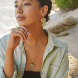 Sand Dollar Earrings - Prehnite