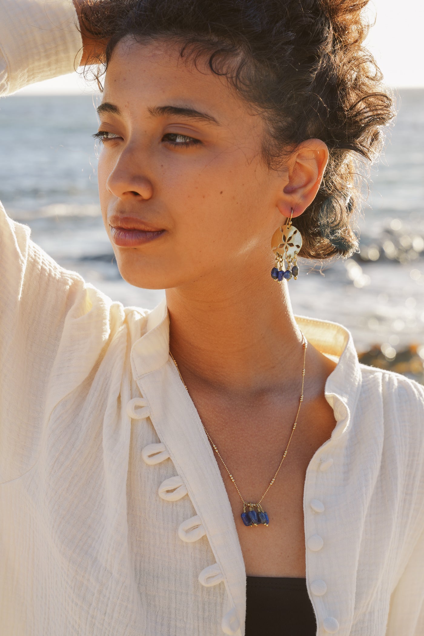Sand Dollar Earrings - Lapis