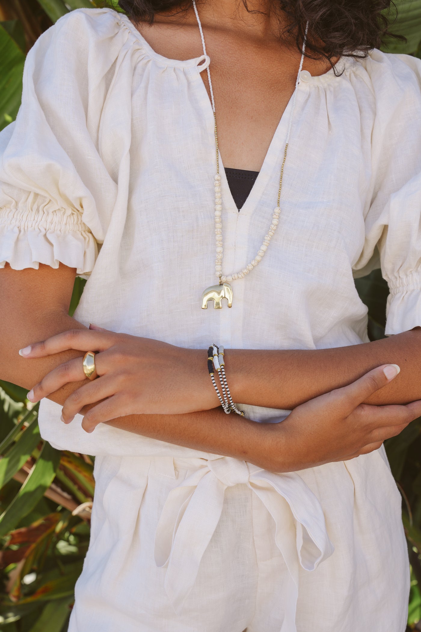 Swahili Elephant Necklace Ivory