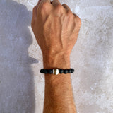 Unisex Lava Bead Bracelet with African Trade Bead